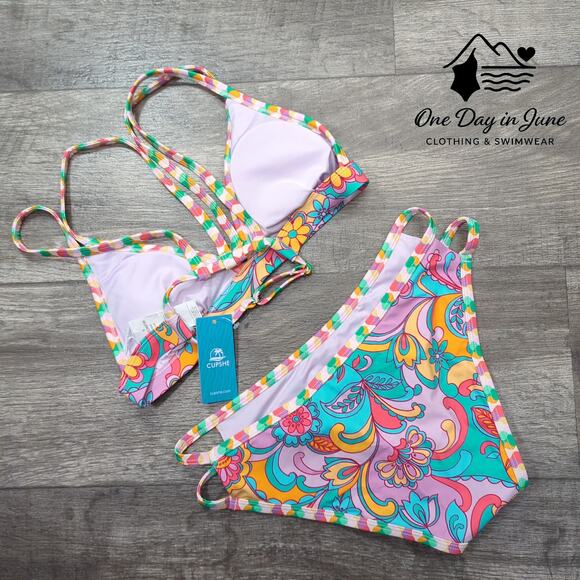 Cupshe Strappy Floral Bikini Swimsuit Size S - Picture 7 of 7
